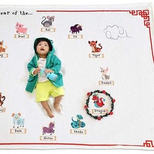 Chinese Zodiac Monthly Baby Milestone Blanket